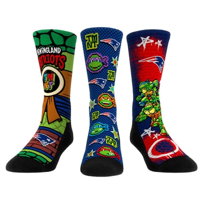  New England Patriots Rock Em Unisex TMNT Three-Pack Crew Sock Set - Navy