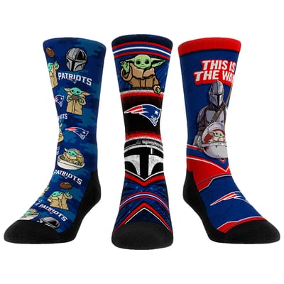  New England Patriots Rock Em Unisex 3-Pack Mandalorian Crew Socks