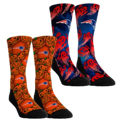  New England Patriots Rock Em Unisex Halloween Crew Socks 2-Pack Set - Orange