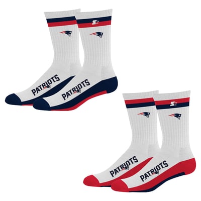  New England Patriots Starter Unisex Two-Pack Stripe Top End Crew Socks