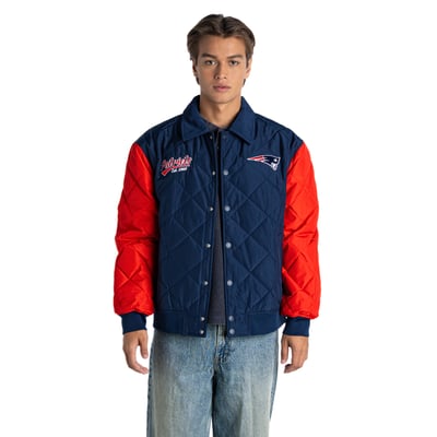  New England Patriots The Wild Collective Unisex Collared Quilted Bomber Jacket - Navy