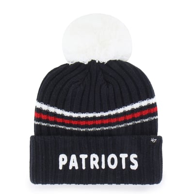  New England Patriots '47 Women's Fuzzy Script Cuffed Knit Hat with Pom - Navy