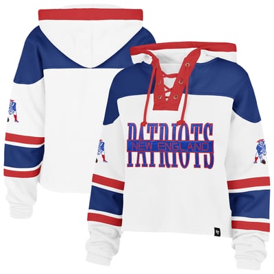 New England Patriots '47 Women's Cut Thru Superior Lacer Hoodie - White