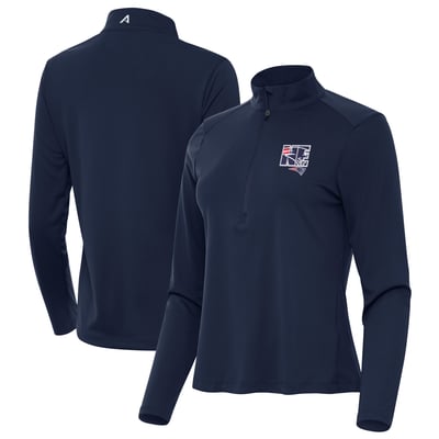 New England Patriots Antigua Women's Tribute Half-Zip Pullover - Navy

