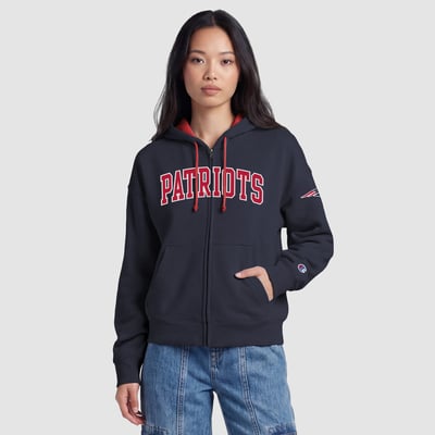  New England Patriots Champion Women's Contrast Liner Full-Zip Hoodie - Navy