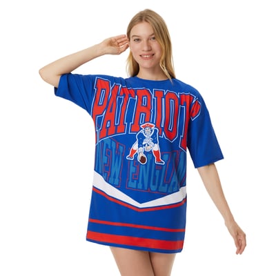 New England Patriots Concepts Sport Women's Mosaic Knit Nightdress - Royal