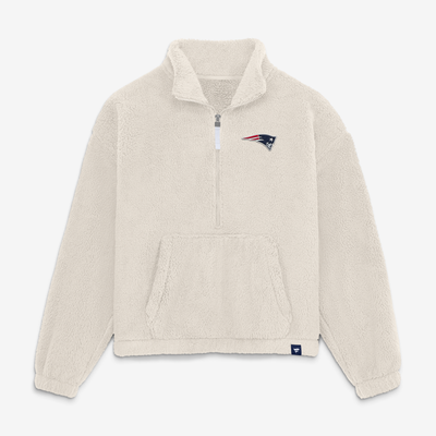 New England Patriots Fanatics Women's Oversized Breakout Sherpa Half-Zip Pullover - Cream