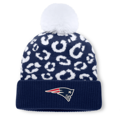 New England Patriots Fanatics Women's Blur Cuffed Knit Hat with Pom - Navy
