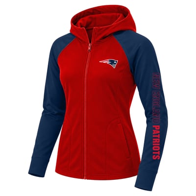 New England Patriots Fanatics Women's Plus Size Cornerback Blitz Full-Zip Hoodie - Red/Navy