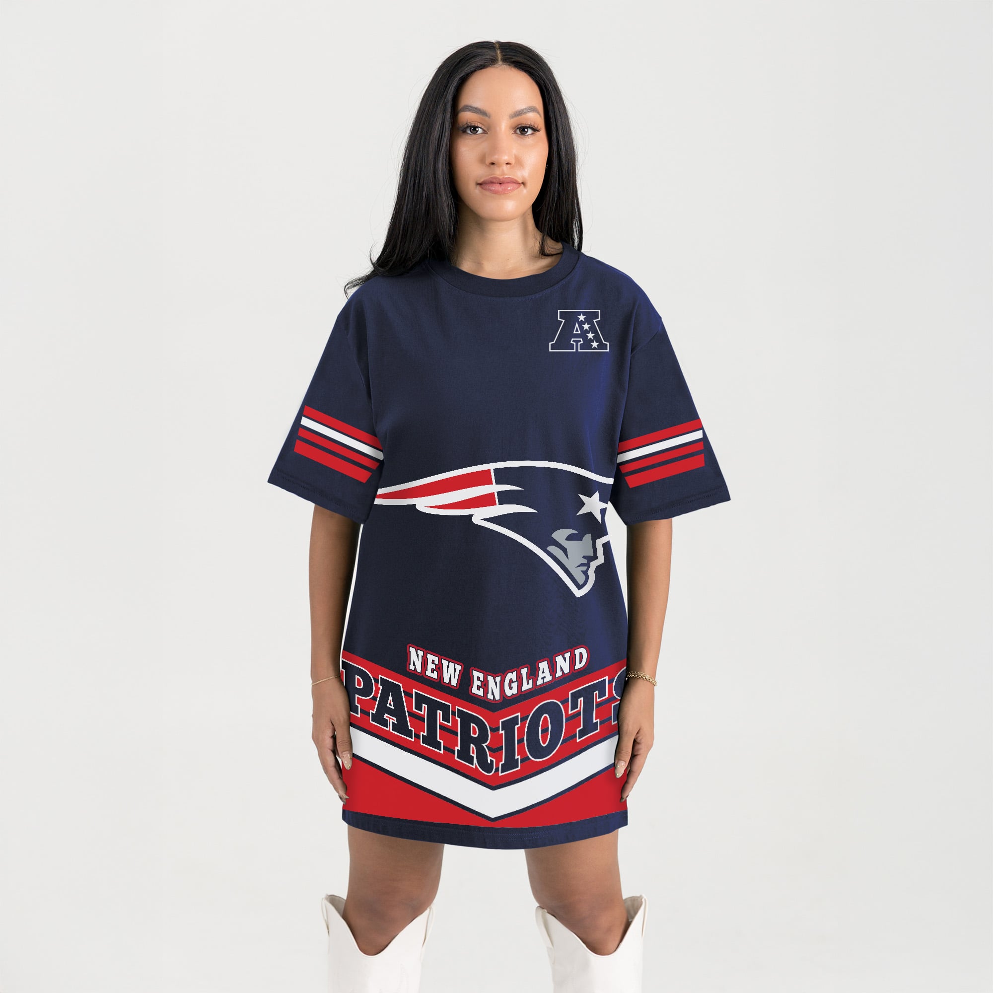 patriots jersey dress Women's Gameday Couture Navy New England Perfect Score Vintage T-Shirt Girl dress