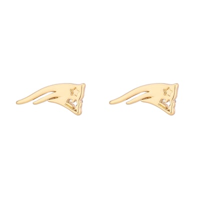  New England Patriots LUV AJ Women's Logo Stud Earrings - Gold