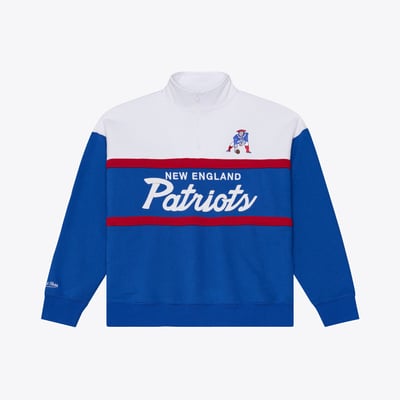  New England Patriots Mitchell & Ness Women's Head Coach Quarter-Zip Pullover - Blue