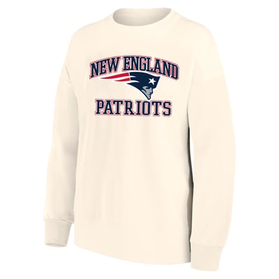 New England Patriots Mitchell & Ness Women's Heart & Soul Plus Size Sweatshirt - Cream