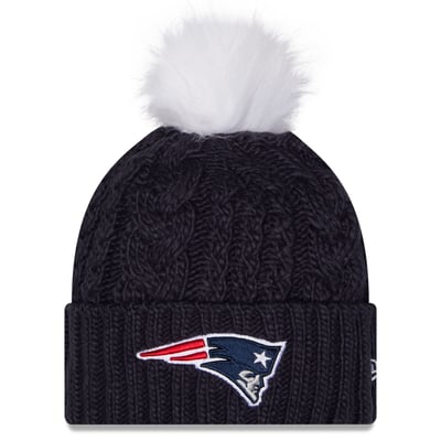 New England Patriots New Era Women's Single Knit Hat with Pom - Navy