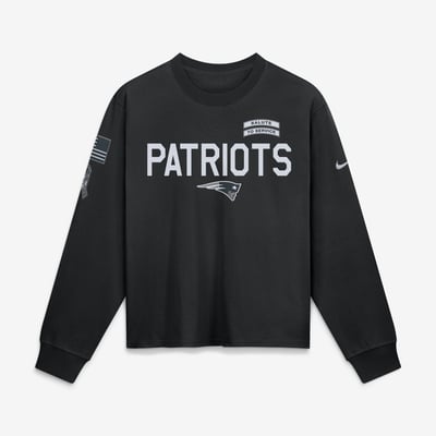  New England Patriots Nike Women's 2026 Salute to Service Sideline Long Sleeve T-Shirt - Black