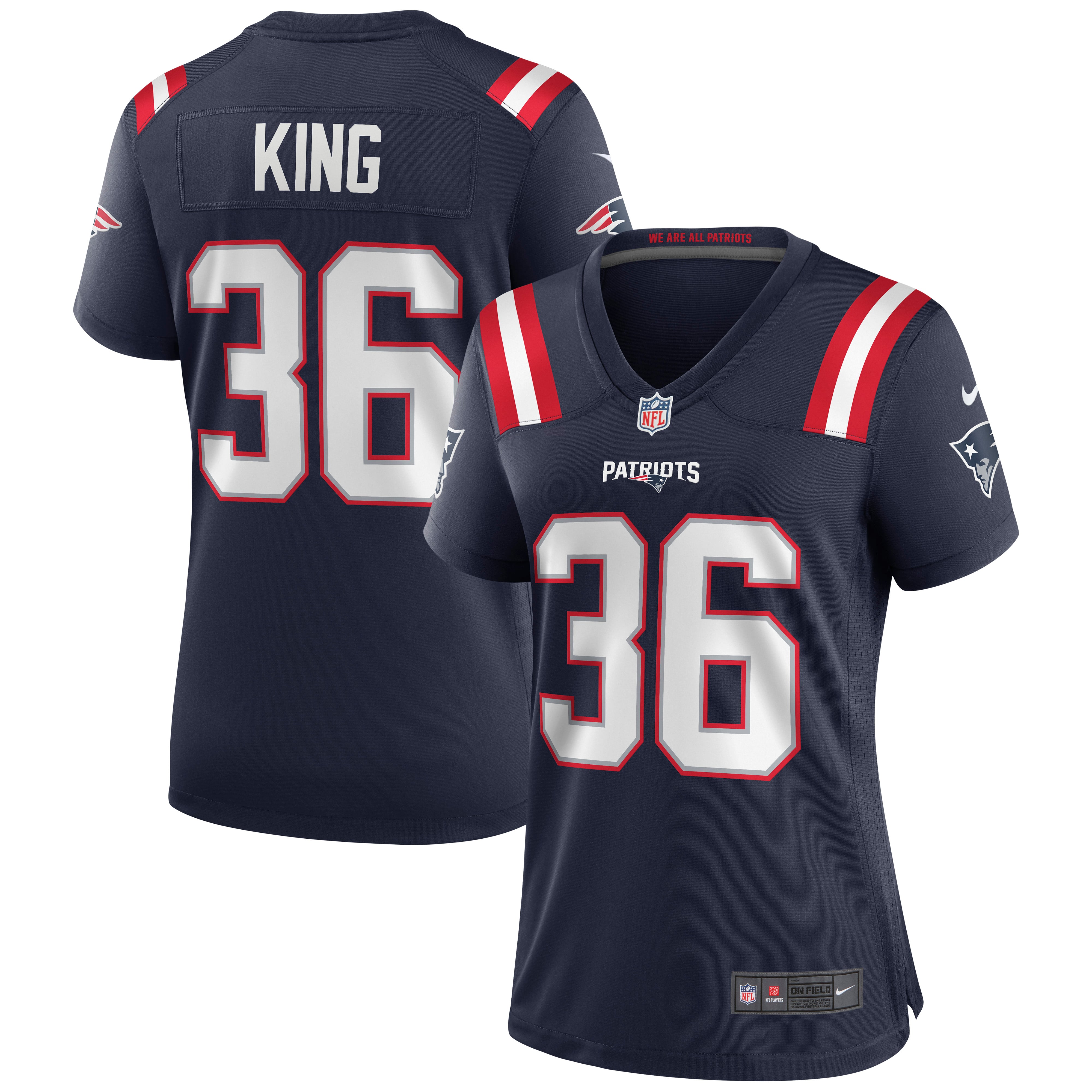 Women's Nike Brandon King Navy New England Patriots Game Jersey