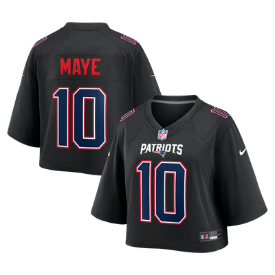 Drake Maye New England Patriots Nike Women's Cropped Fashion Game Jersey - Black