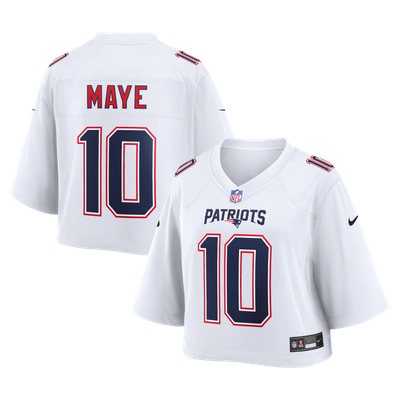 Drake Maye New England Patriots Nike Women's Cropped Fashion Game Jersey - White