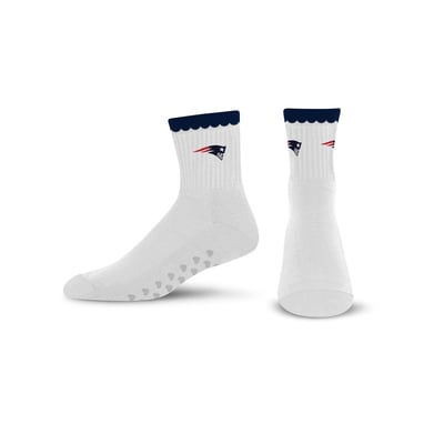  New England Patriots PRO Compression Women's Heartshape Grippers Yoga-Pilates Quarter Socks - White