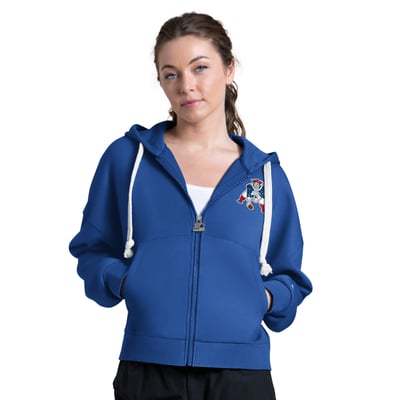New England Patriots Starter Women's Hail Mary Vintage Full-Zip Hoodie - Royal