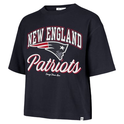 New England Patriots Stoney Clover Lane x '47 Women's Script City Boxy Cropped T-Shirt - Navy