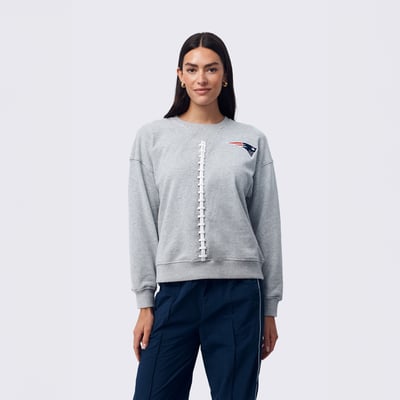  New England Patriots Terez Women's Football Stitch Classic Cotton Crew - Gray