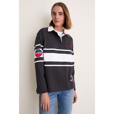 New England Patriots Tuckernuck Women's Rugby Long Sleeve Polo - Navy