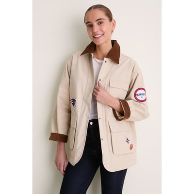 New England Patriots Tuckernuck Women's Full-Snap Barn Jacket - Stone