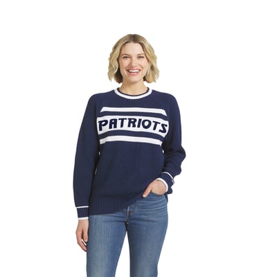  New England Patriots WEAR by Erin Andrews Women's Raglan Shaker Sweater - Navy