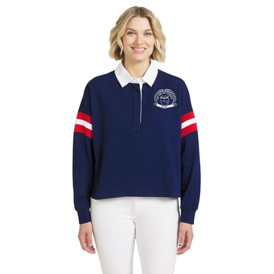  New England Patriots WEAR by Erin Andrews Women's Rugby Long Sleeve T-Shirt - Navy