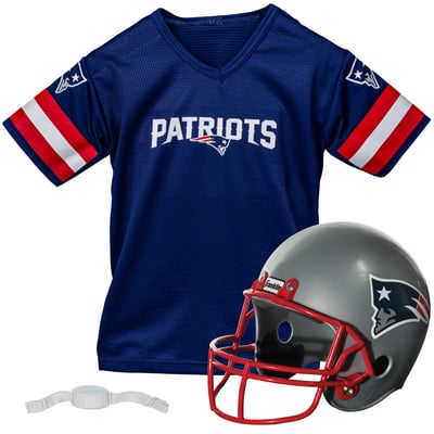 New England Patriots Franklin Sports Youth NFL Deluxe Helmet & Jersey Set - Navy
