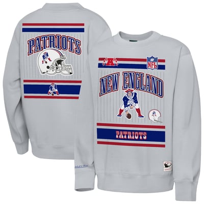  New England Patriots Mitchell & Ness Youth Maxxed Out Fleece Fleece Crew Sweatshirt - Heather Gray