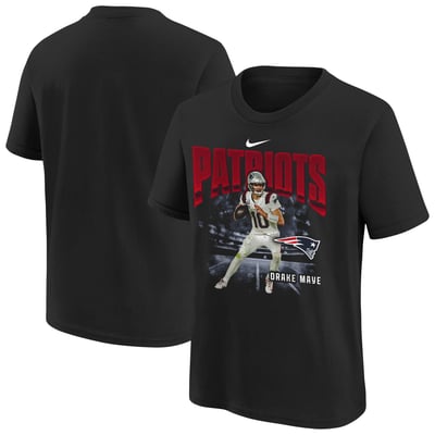 Drake Maye New England Patriots Nike Youth Oversized Player T-Shirt - Black