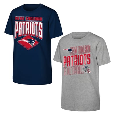 New England Patriots Outerstuff Youth Trench Kings 2-Pack T-Shirt Set - Navy/Gray