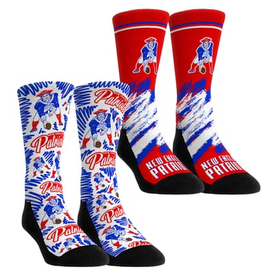  New England Patriots Rock Em Youth Throwback Two-Pack Crew Socks Set - Navy