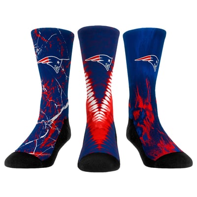  New England Patriots Rock Em Youth 3-Pack Crew Socks Set - 