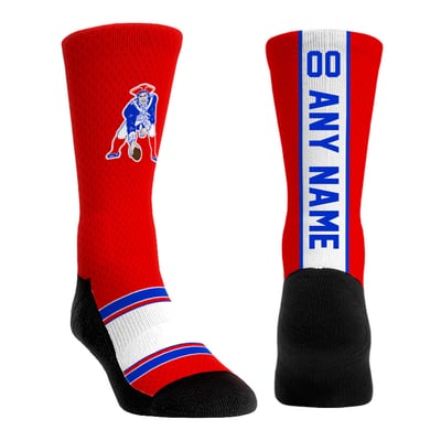  New England Patriots Rock Em Youth Throwback Jersey Custom Crew Socks - Red