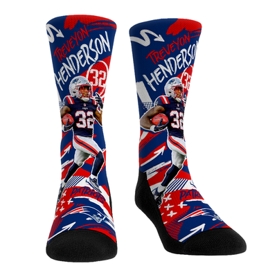 TreVeyon Henderson New England Patriots Rock Em Youth Playmaker Crew Socks - Navy
