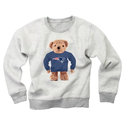 New England Patriots Wes & Willy Youth Reverse Fleece Teddy Bear Sweatshirt - Gray