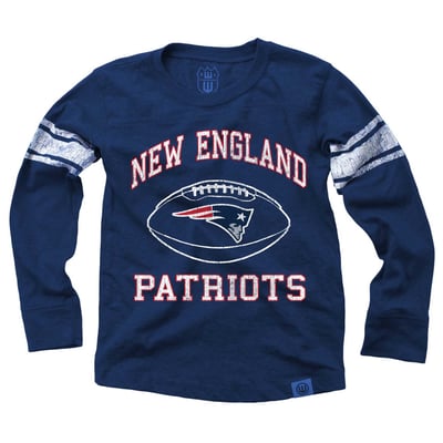New England Patriots Wes & Willy Youth Football Long Sleeve T-Shirt - Navy