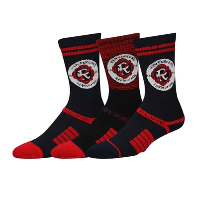 New England Revolution Strideline Premium 3-Pack Knit Crew Socks Set