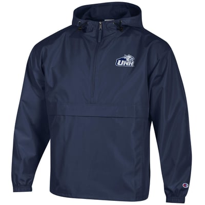 New Hampshire Wildcats Champion Packable Half-Zip Hooded Jacket - Navy
