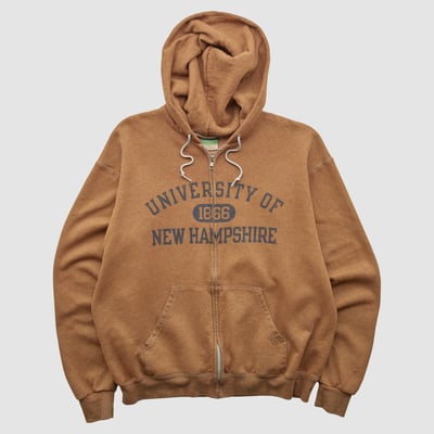 New Hampshire Wildcats Champion 2010s Hooded Full Zip Sweatshirt - Clay - L by Fanatics Real Vintage