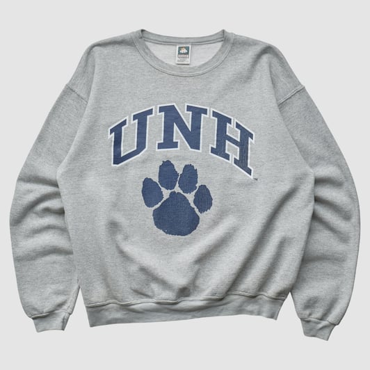 New Hampshire Wildcats Cotton Deluxe Fleece 2000s Pullover Sweatshirt - Heather Gray - M by Fanatics Real Vintage