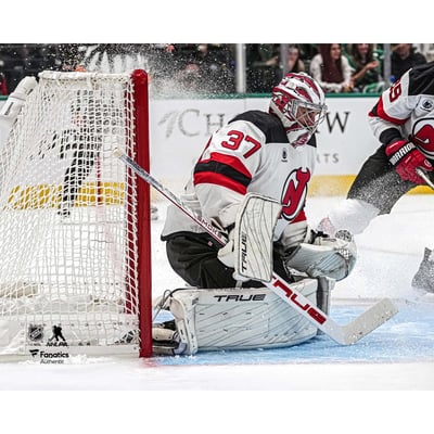 Connor Hellebuyck New Jersey Devils Unsigned Fanatics Authentic Team Debut Photograph