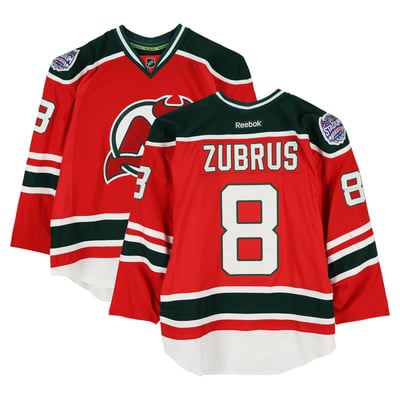 Dainius Zubrus New Jersey Devils Fanatics Authentic Practice-Used #8 Red Jersey vs. New York Rangers on January 26, 2014 