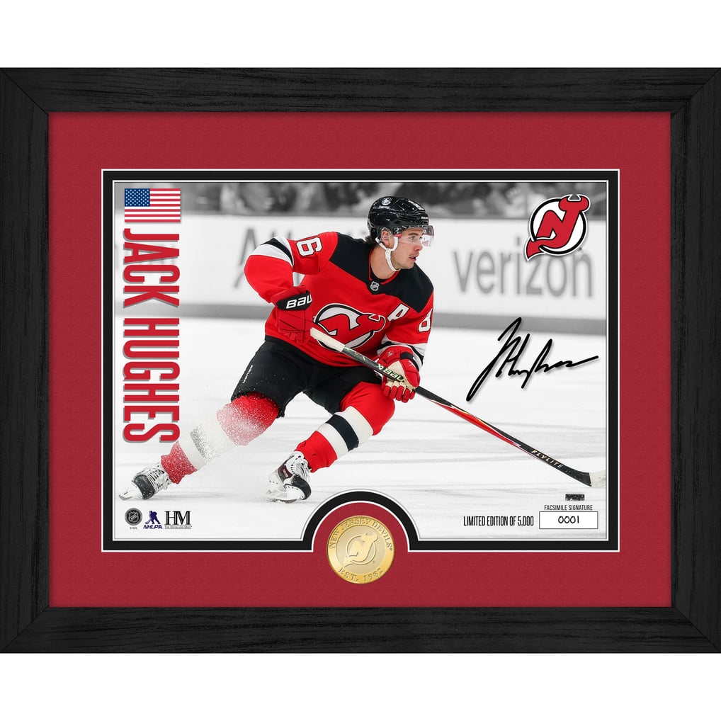 Jack Hughes New Jersey Devils Highland Mint Limited Edition Bronze Coin Photo Mint