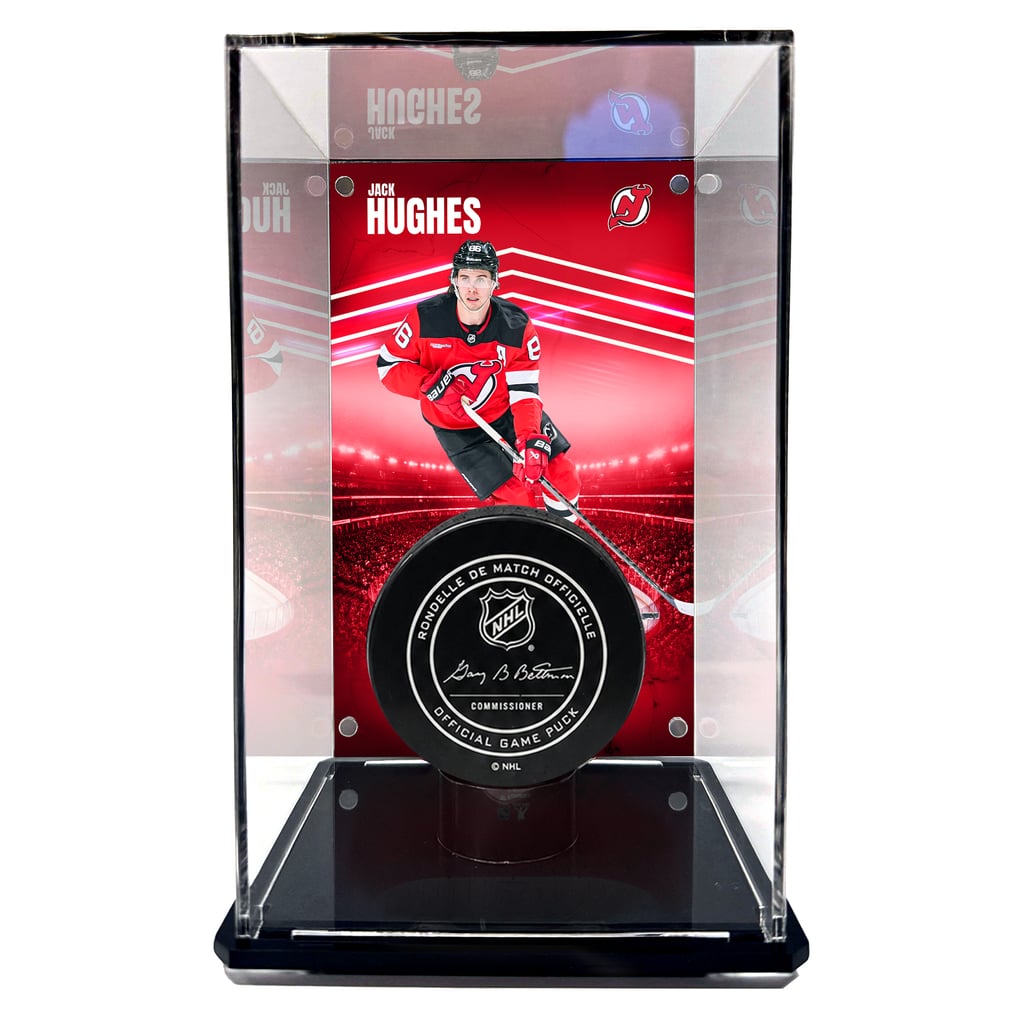 Jack Hughes New Jersey Devils Fanatics Authentic Tall Puck Display Case with Image