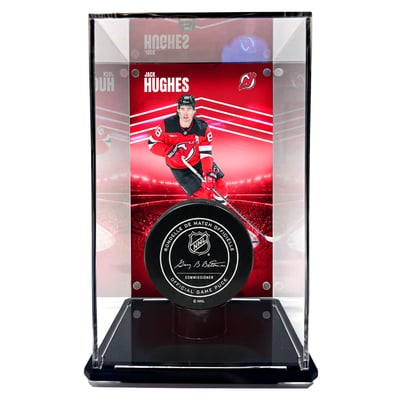 Jack Hughes New Jersey Devils Fanatics Authentic Tall Puck Display Case with Image