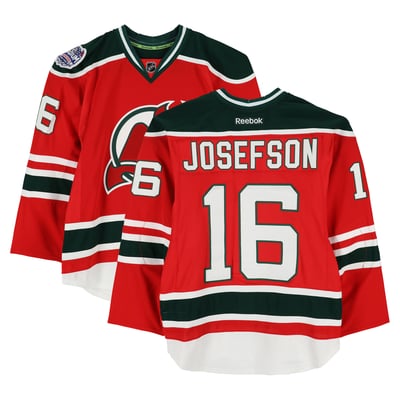 Jacob Josefson New Jersey Devils Fanatics Authentic Practice-Used #16 Red Jersey vs. New York Rangers on January 26, 2014 